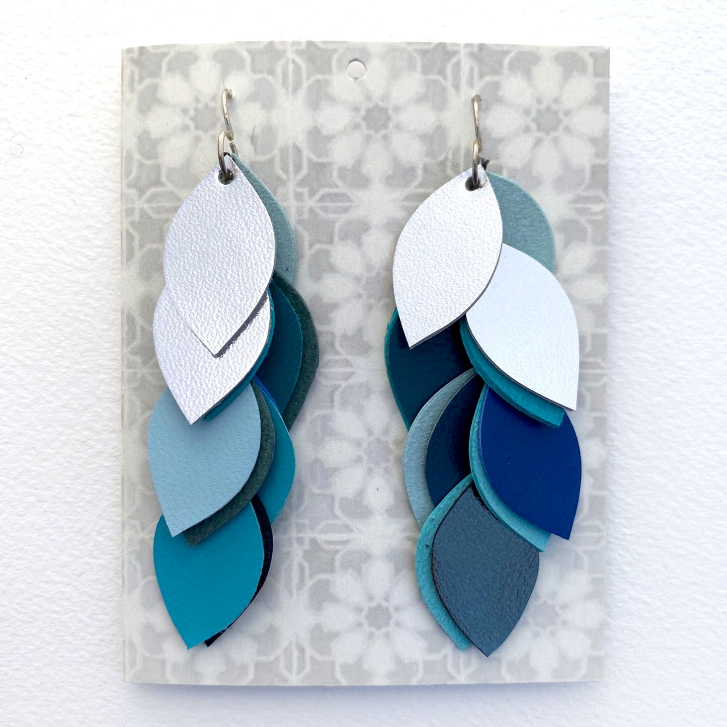 Blue Leather Cascade Earrings