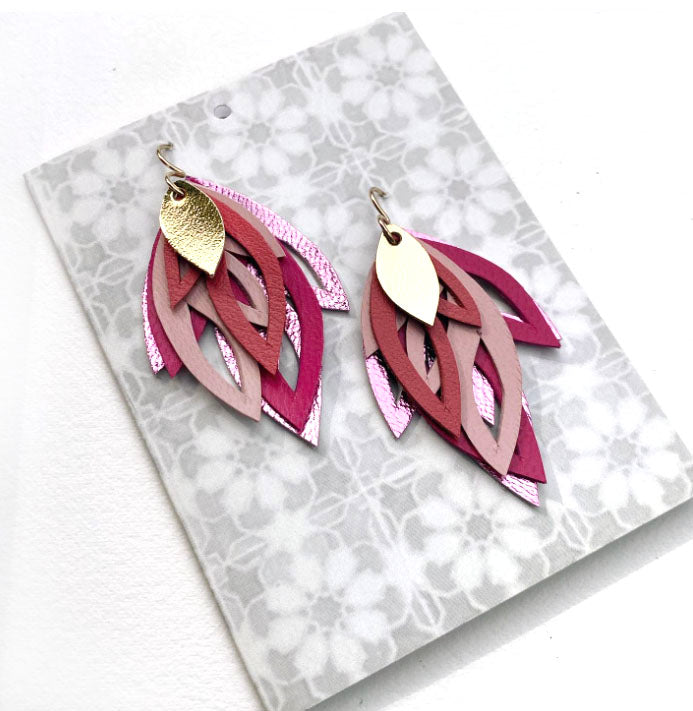 Purple Leather Earrings with Pink Gems – Parker Craft Company