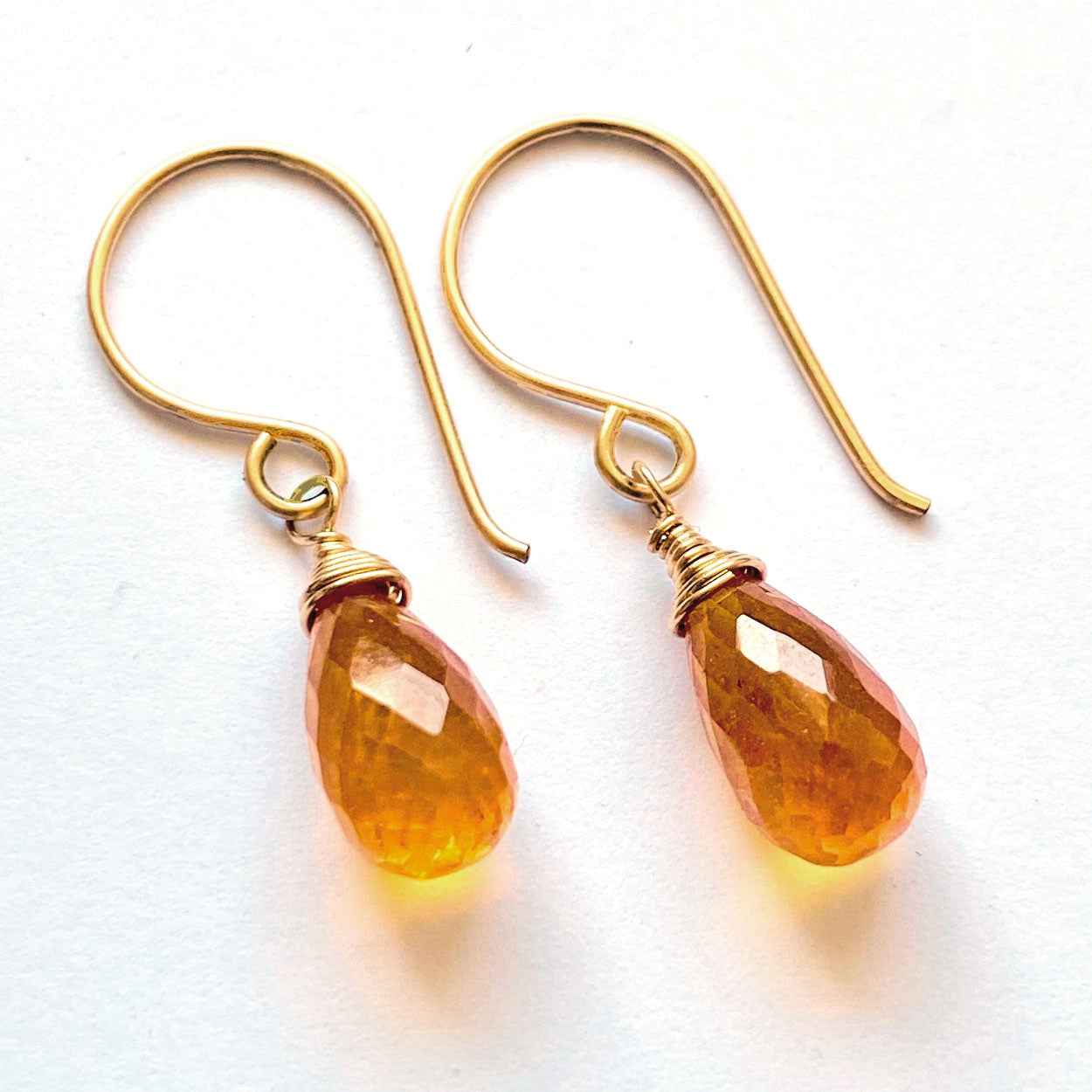 14K Gold Filled Citrine Teardrop Earrings