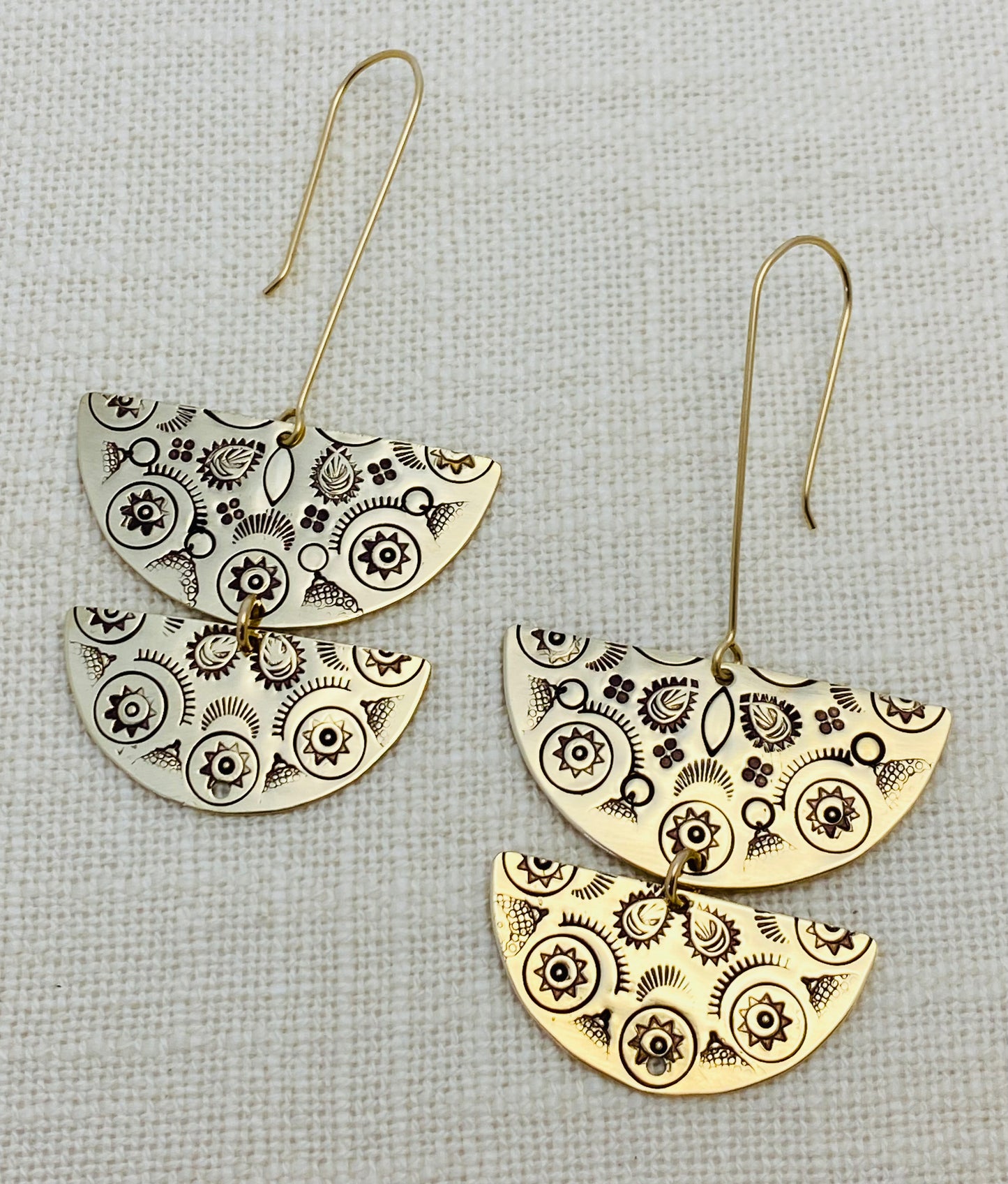 Double Half Mandala Earrings : Gold
