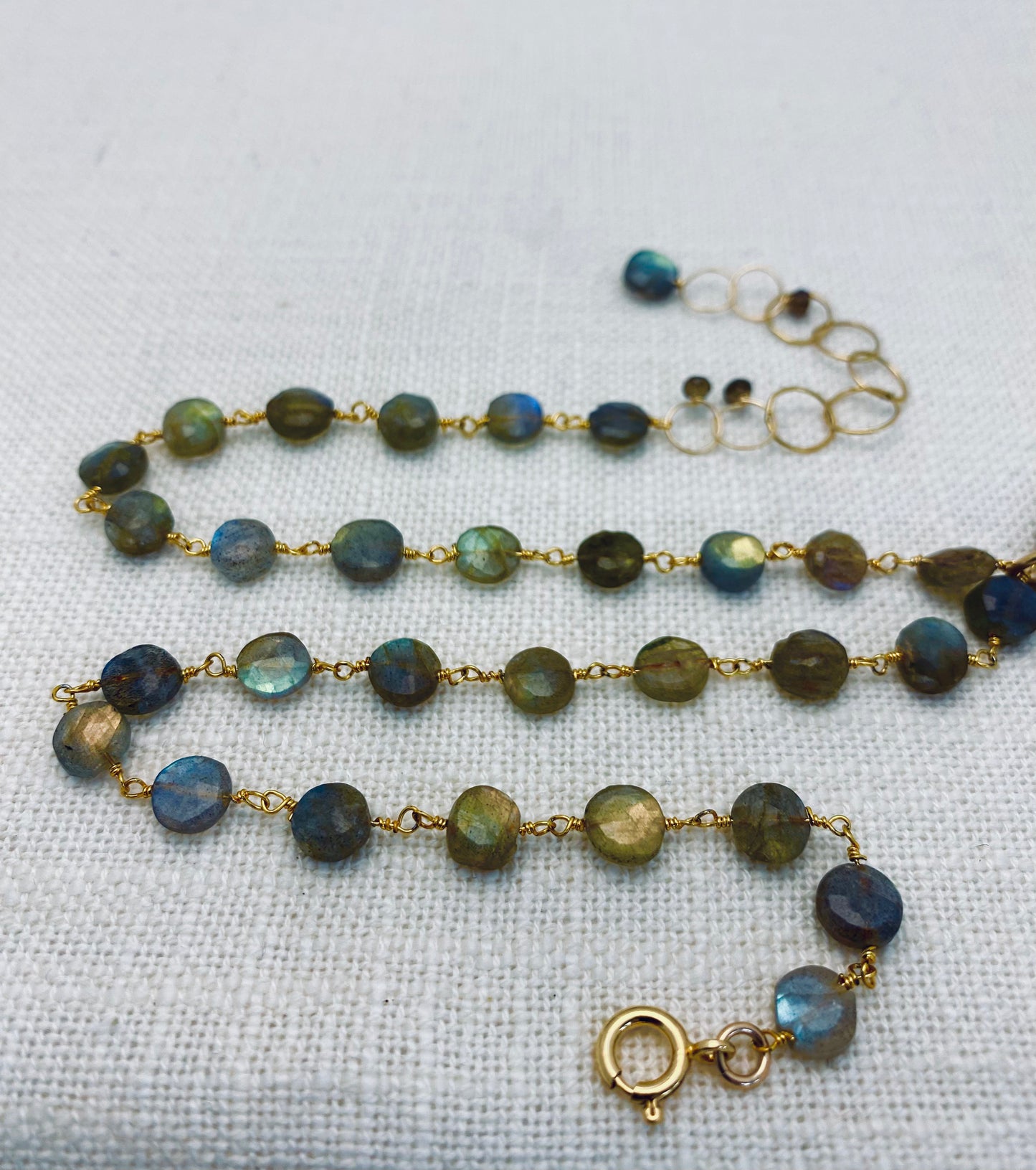 Stamped Golden Mandala Labradorite Necklace