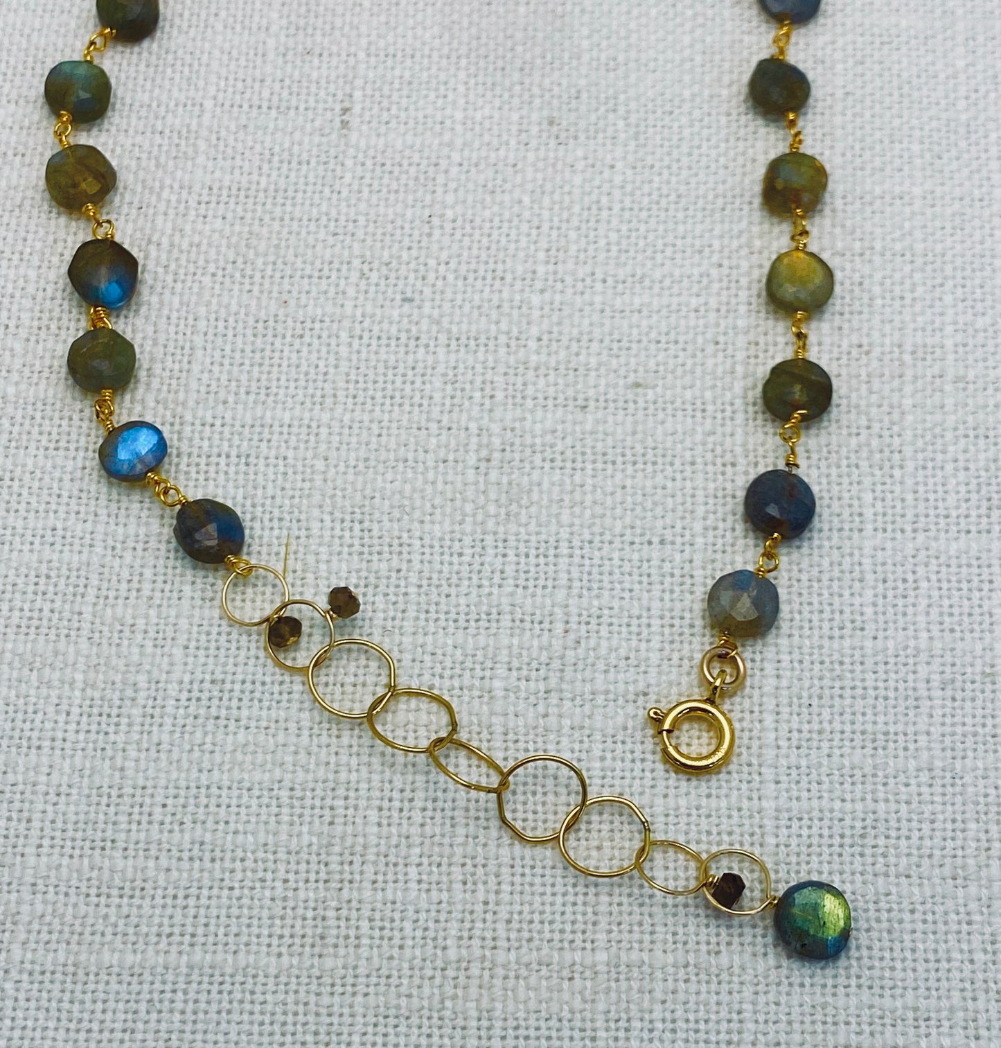 Stamped Golden Mandala Labradorite Necklace