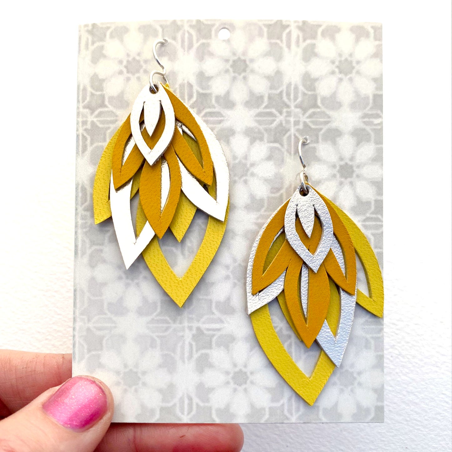 Yellow Layer Leaf Earrings