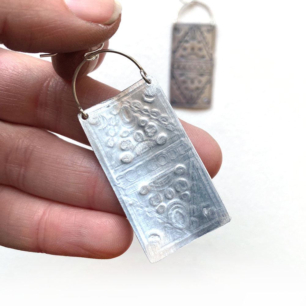 Stamped Rectangular Earrings