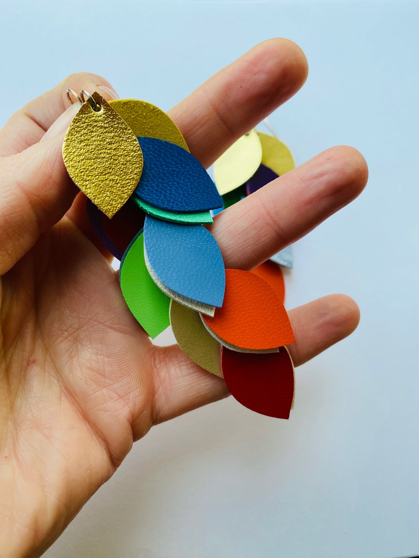 Rainbow Leather Cascade Earrings
