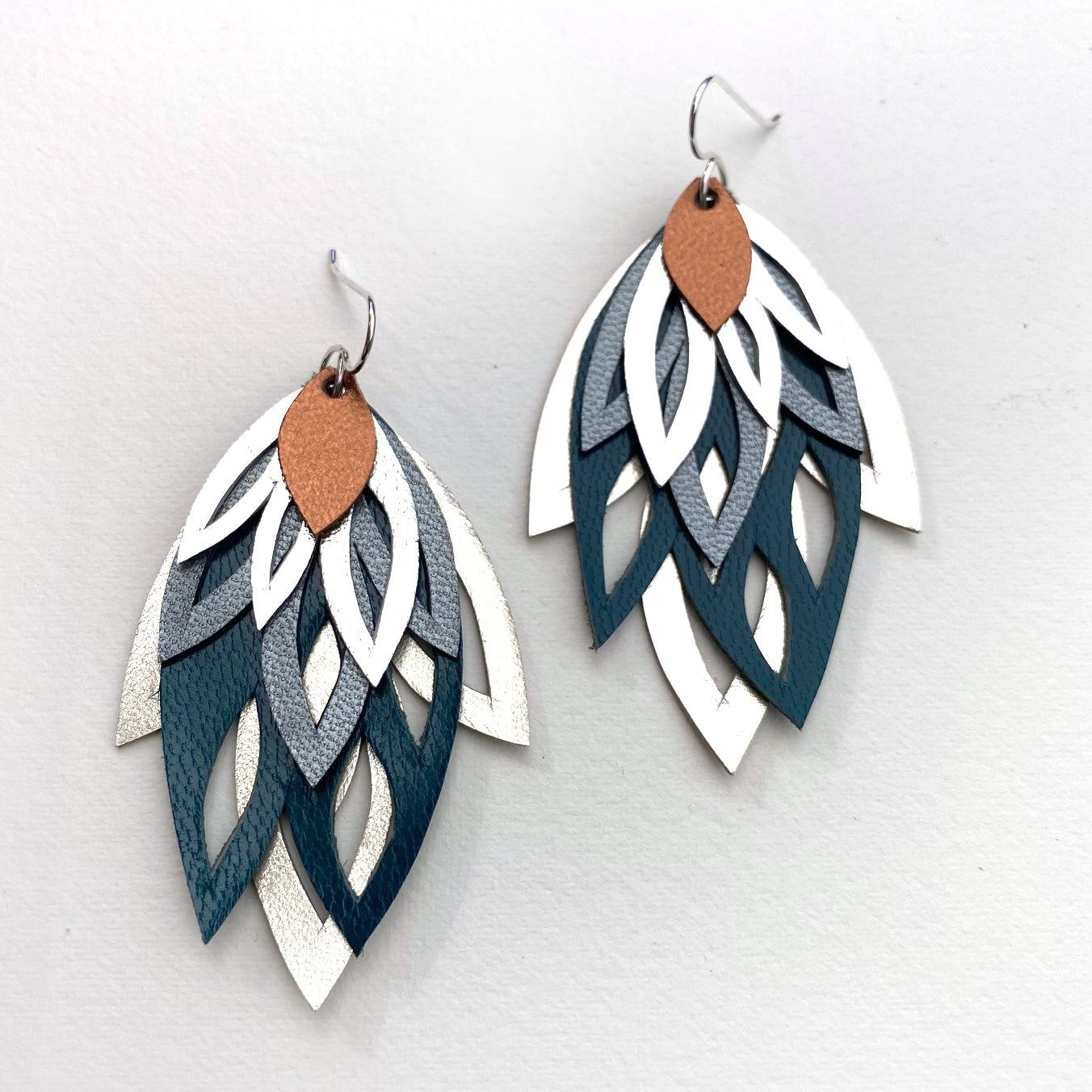 Three Leaf Leather Earrings- Canyon ⋆ Amanda Blu and Company