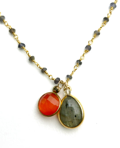 Labradorite, Carnelian and Iolite