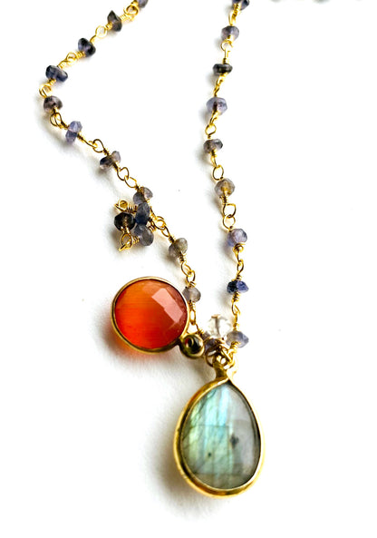 Labradorite, Carnelian and Iolite