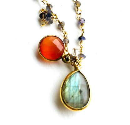 Labradorite, Carnelian and Iolite