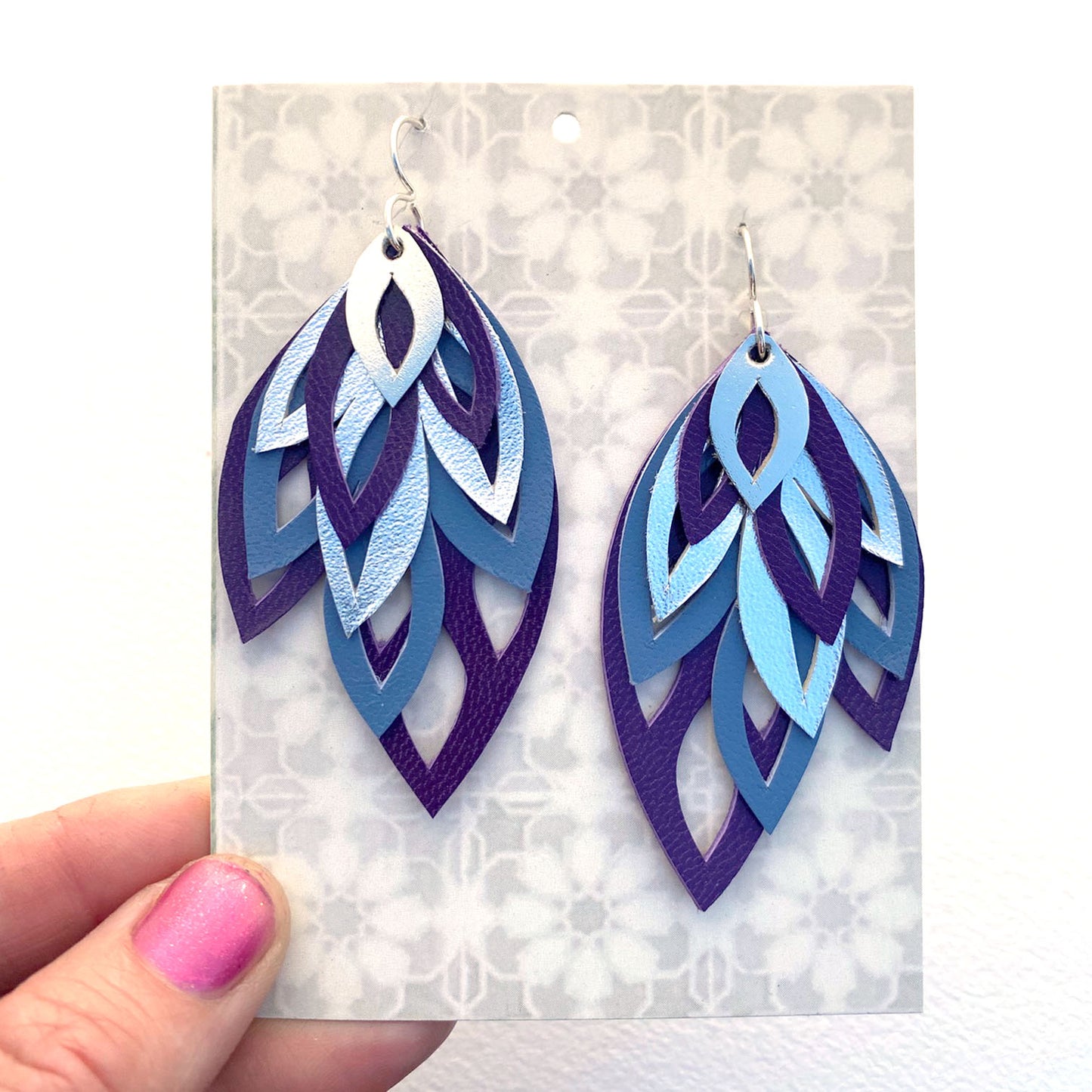 Purple Layer Leaf Earrings