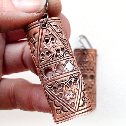 Copper Half Column Earrings