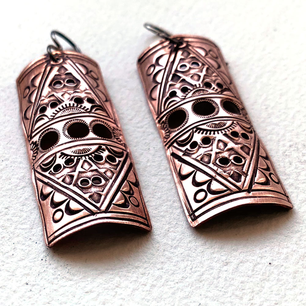 Copper Half Column Earrings
