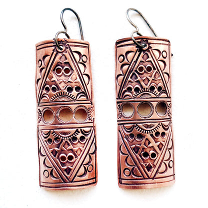 Copper Half Column Earrings